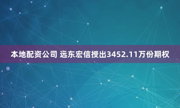 本地配资公司 远东宏信授出3452.11万份期权
